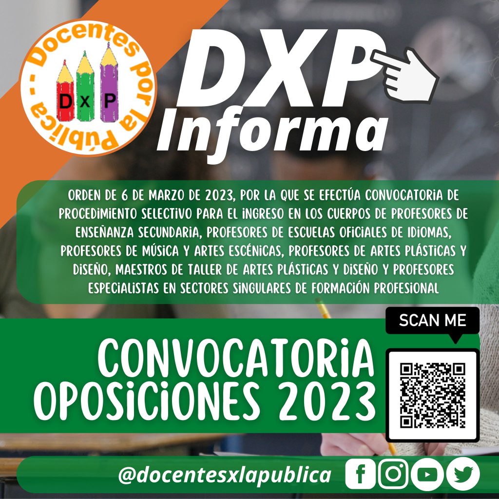 CONVOCATORIA OPOSICIONES 2023 - Docentes Por La Pública